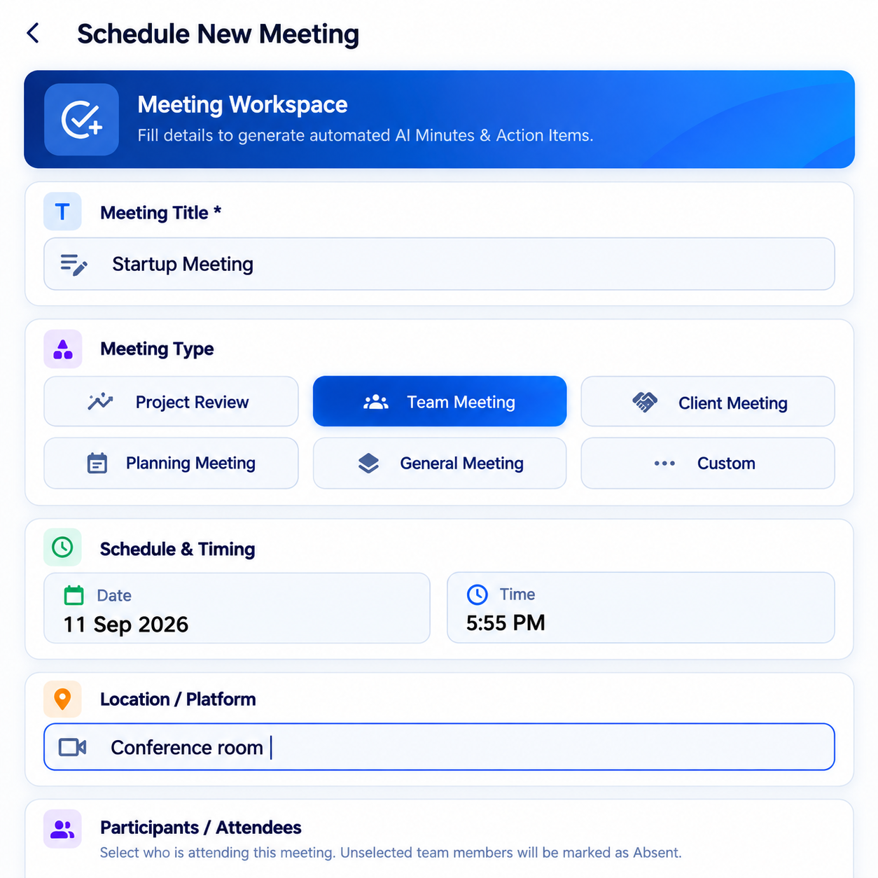 NoteAX Schedule Meeting & Workspace