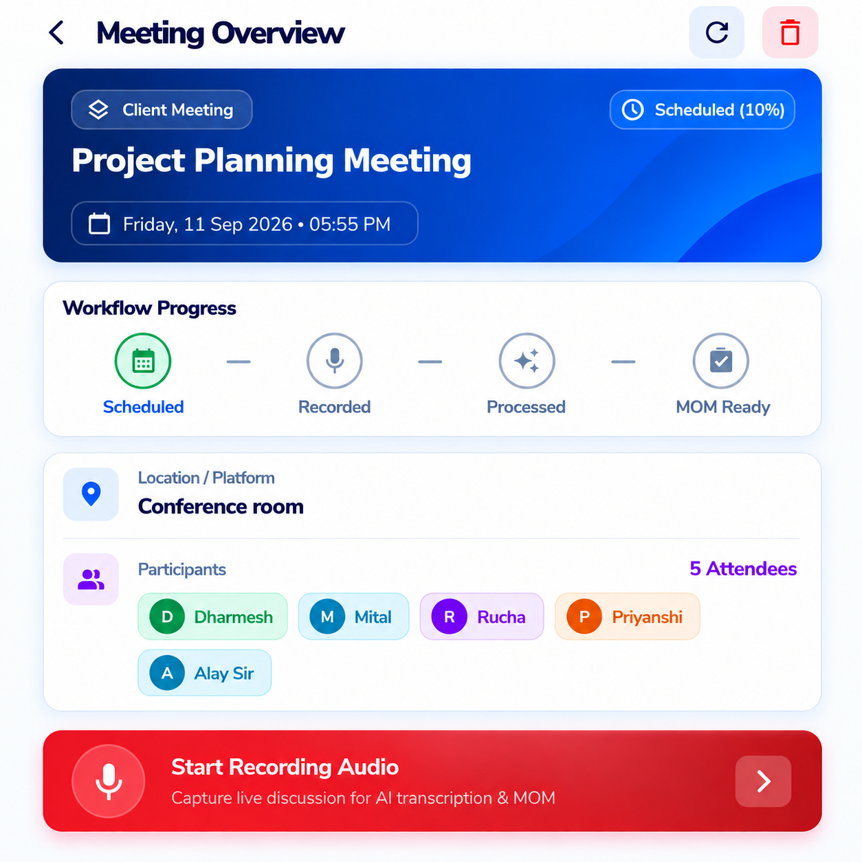 NoteAX Meeting Overview & Workflow Progress