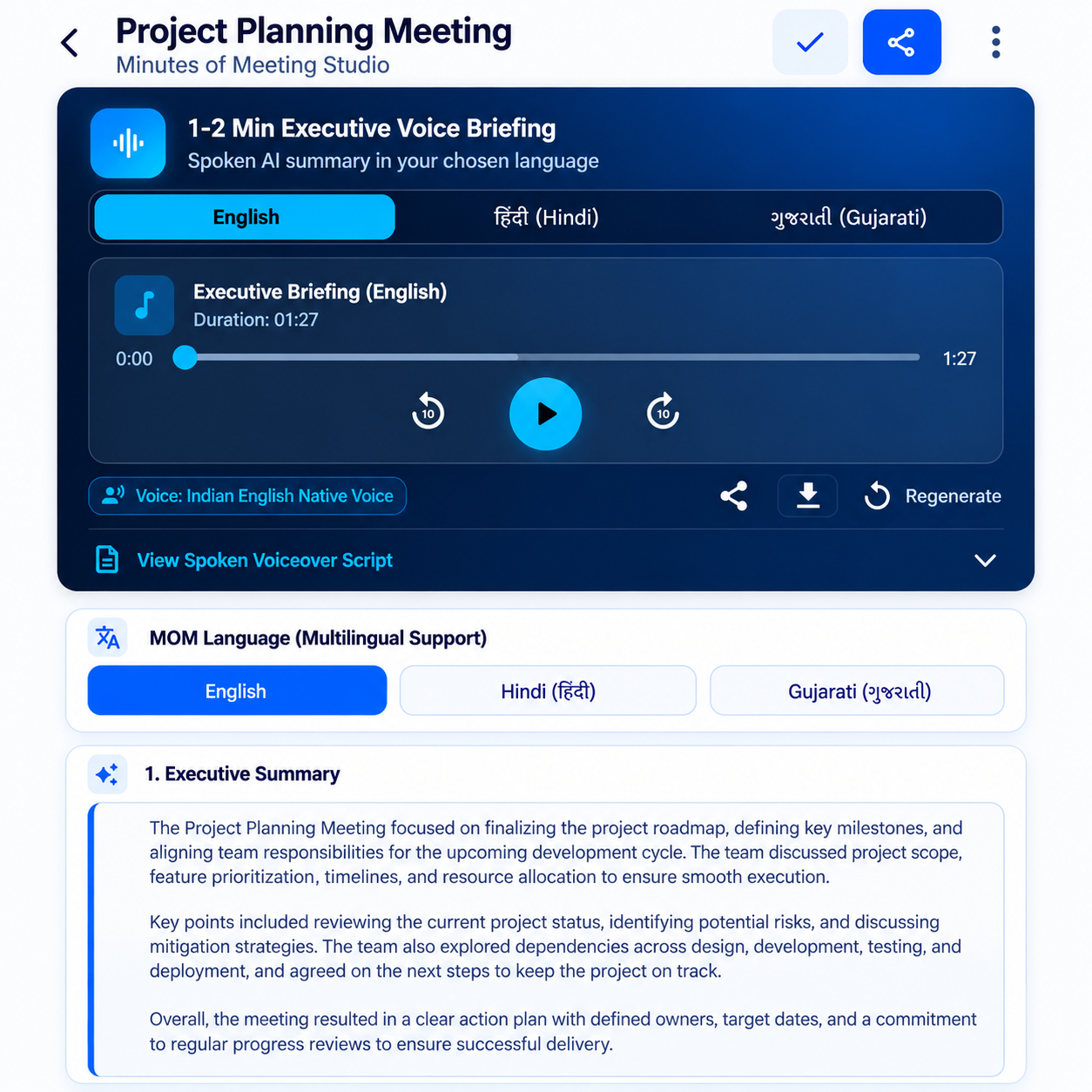 NoteAX Executive Voice Briefing & MOM